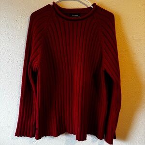 Ralph Lauren Deep Red Ribbed Crew Neck Sweater